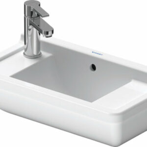 Duravit Starck 3 Handwaschbecken, 500x260mm, mit Überlauf, 2 Hahnlöcher vorgestochen links und rechts, 0751500000