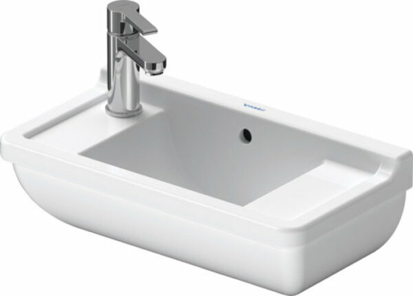 Duravit Starck 3 Handwaschbecken, 500x260mm, mit Überlauf, 2 Hahnlöcher vorgestochen links und rechts, 0751500000