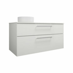 Burgbad Eqio Keramik-Aufsatzwaschtisch links, rund, inklusive Waschtischunterschrank, Breite 1200m, SGUN120L