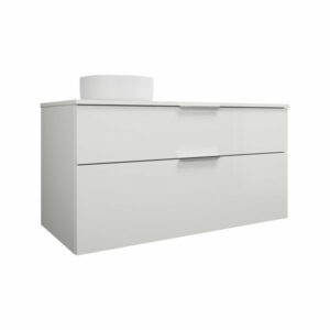 Burgbad Eqio Keramik-Aufsatzwaschtisch links, rund, inklusive Waschtischunterschrank, Breite 1200m, SGUN120L