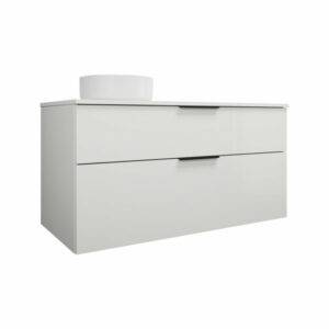 Burgbad Eqio Keramik-Aufsatzwaschtisch links, rund, inklusive Waschtischunterschrank, Breite 1200m, SGUN120L