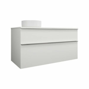 Burgbad Eqio Keramik-Aufsatzwaschtisch links, rund, inklusive Waschtischunterschrank, Breite 1200m, SGUN120L